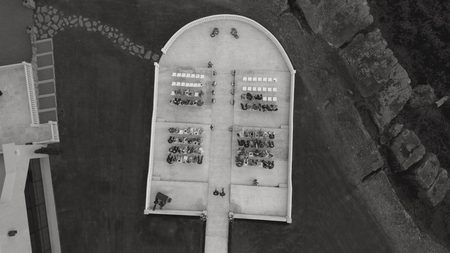 Aerial view of the ceremony terrace at Stonehaven.